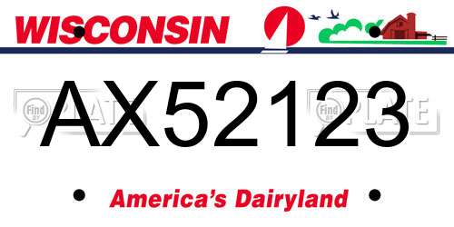 AX52123 Wisconsin License Plate
