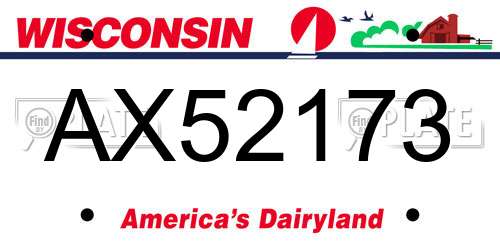 AX52173 Wisconsin License Plate