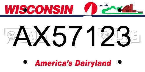 AX57123 Wisconsin License Plate