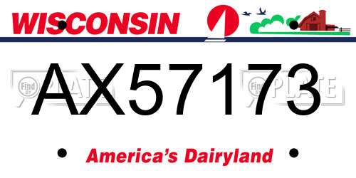 AX57173 Wisconsin License Plate
