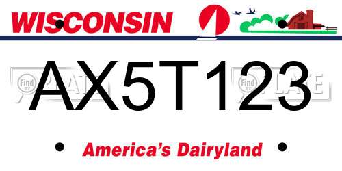 AX5T123 Wisconsin License Plate