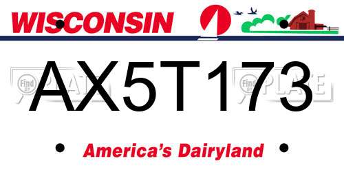 AX5T173 Wisconsin License Plate