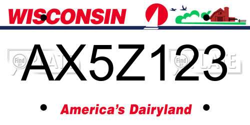 AX5Z123 Wisconsin License Plate