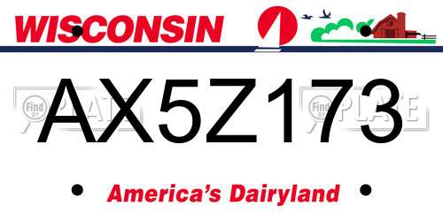 AX5Z173 Wisconsin License Plate