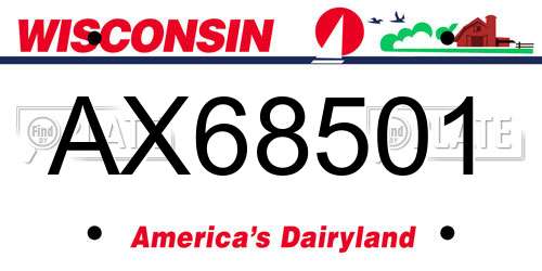 AX68501 Wisconsin License Plate