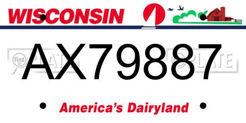 AX79887 Wisconsin License Plate