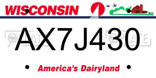 AX7J430 Wisconsin License Plate