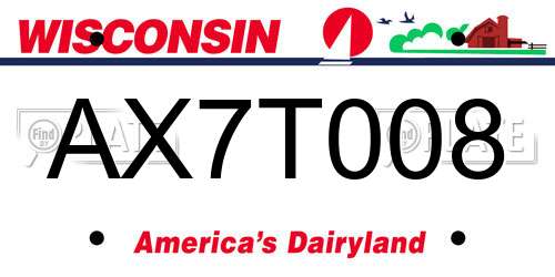 AX7T008 Wisconsin License Plate
