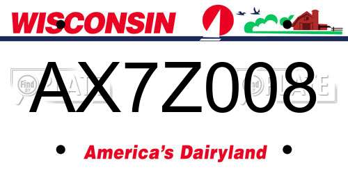 AX7Z008 Wisconsin License Plate
