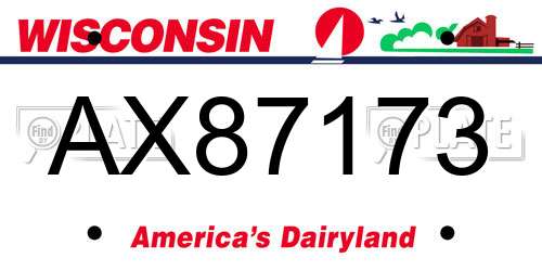 AX87173 Wisconsin License Plate