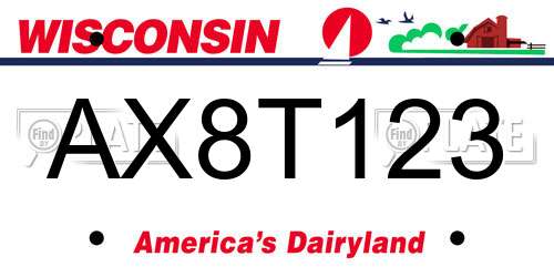 AX8T123 Wisconsin License Plate