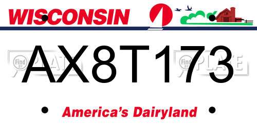 AX8T173 Wisconsin License Plate