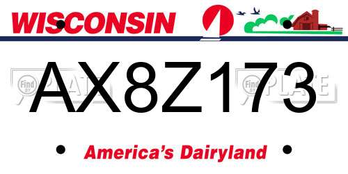 AX8Z173 Wisconsin License Plate