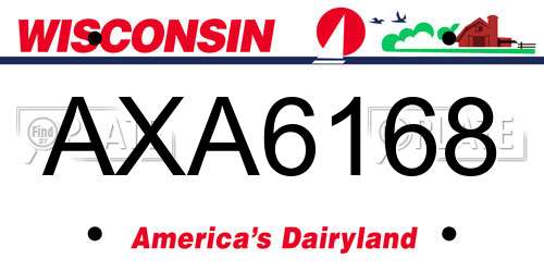 AXA6168 Wisconsin License Plate