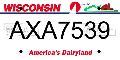 AXA7539 Wisconsin License Plate