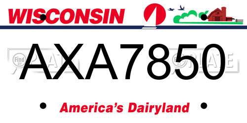 AXA7850 Wisconsin License Plate