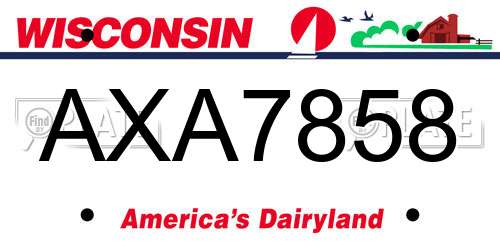 AXA7858 Wisconsin License Plate