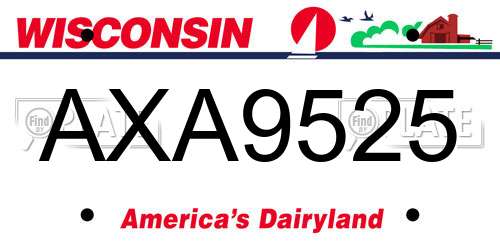 AXA9525 Wisconsin License Plate