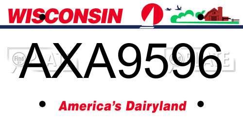 AXA9596 Wisconsin License Plate