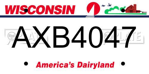 AXB4047 Wisconsin License Plate