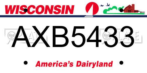 AXB5433 Wisconsin License Plate