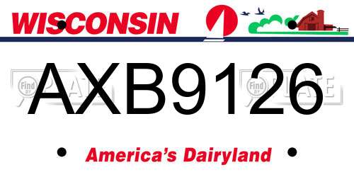 AXB9126 Wisconsin License Plate