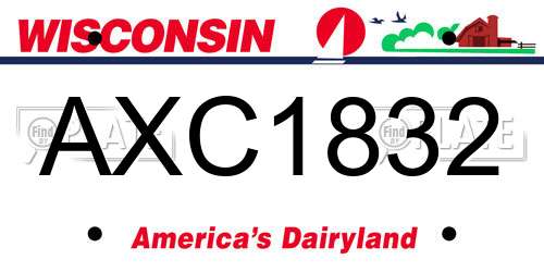 AXC1832 Wisconsin License Plate