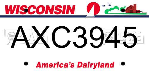 AXC3945 Wisconsin License Plate