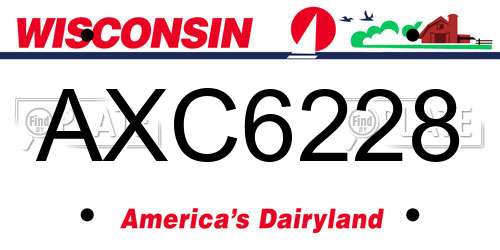 AXC6228 Wisconsin License Plate