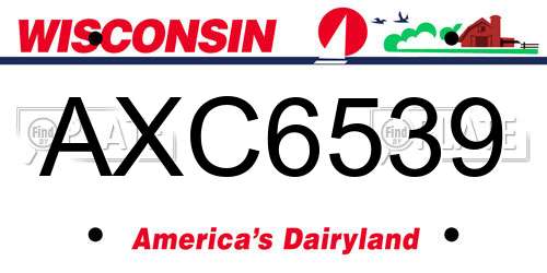 AXC6539 Wisconsin License Plate