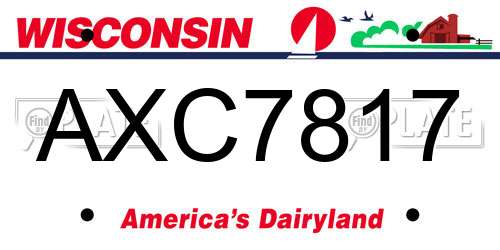 AXC7817 Wisconsin License Plate
