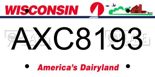 AXC8193 Wisconsin License Plate