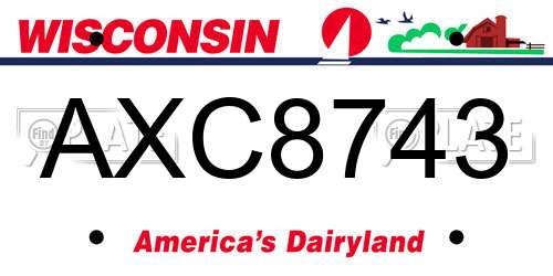 AXC8743 Wisconsin License Plate