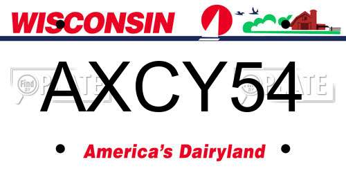 AXCY54 Wisconsin License Plate