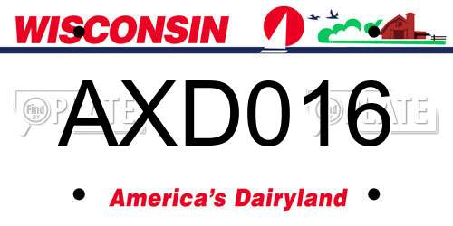 AXD016 Wisconsin License Plate