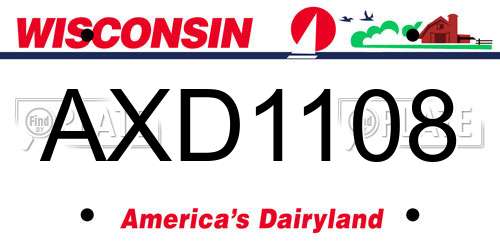 AXD1108 Wisconsin License Plate