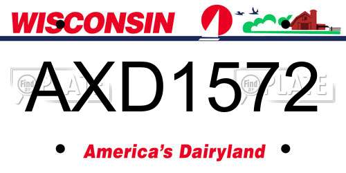 AXD1572 Wisconsin License Plate