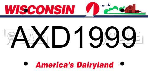 AXD1999 Wisconsin License Plate