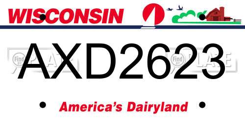 AXD2623 Wisconsin License Plate