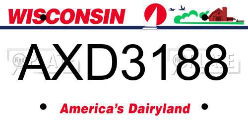 AXD3188 Wisconsin License Plate
