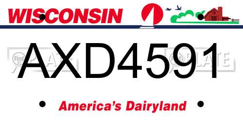 AXD4591 Wisconsin License Plate