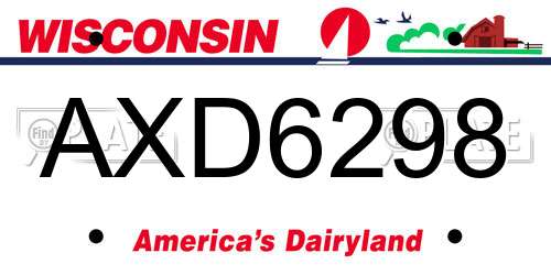AXD6298 Wisconsin License Plate