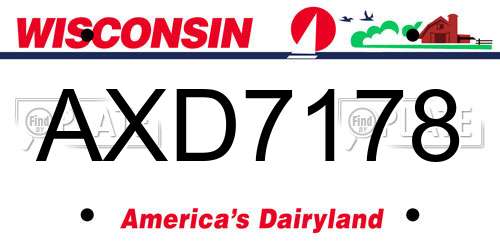 AXD7178 Wisconsin License Plate