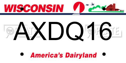 AXDQ16 Wisconsin License Plate