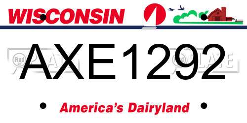 AXE1292 Wisconsin License Plate