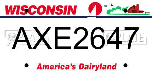 AXE2647 Wisconsin License Plate