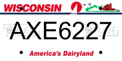 AXE6227 Wisconsin License Plate