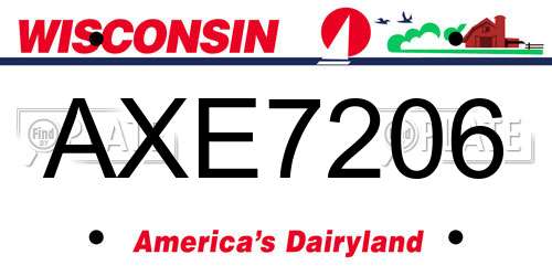 AXE7206 Wisconsin License Plate