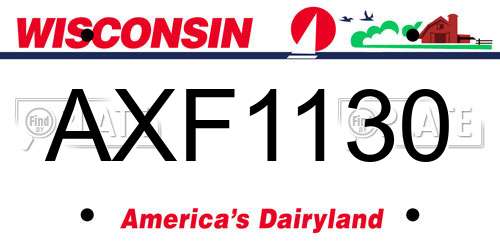 AXF1130 Wisconsin License Plate