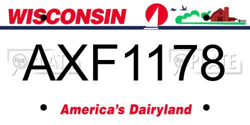 AXF1178 Wisconsin License Plate